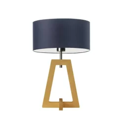 Lampka CLIO abażur granatowy stelaż dębowy