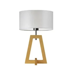 Lampka  CLIO abażur jasny szary stelaż dębowy