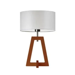 Lampka  CLIO abażur jasny szary stelaż mahoniowy