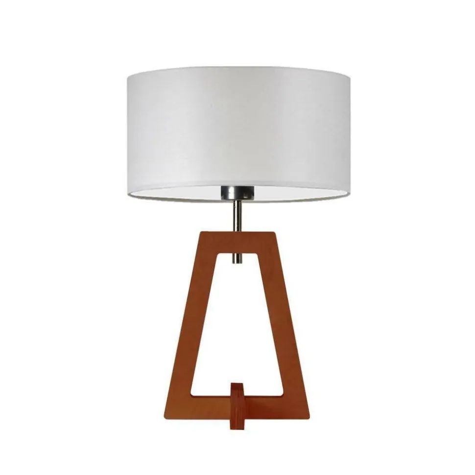 Lampka CLIO abażur jasny szary stelaż mahoniowy