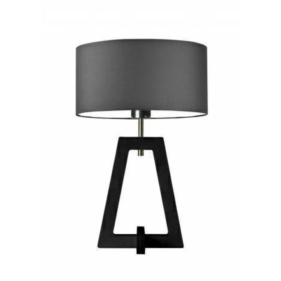 Lampka CLIO abażur szary stalowy stelaż hebanowy