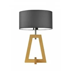 Lampka  CLIO abażur szary stalowy stelaż dębowy