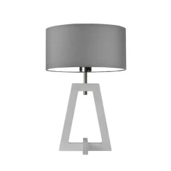 Lampka  CLIO abażur szary stalowy stelaż biały
