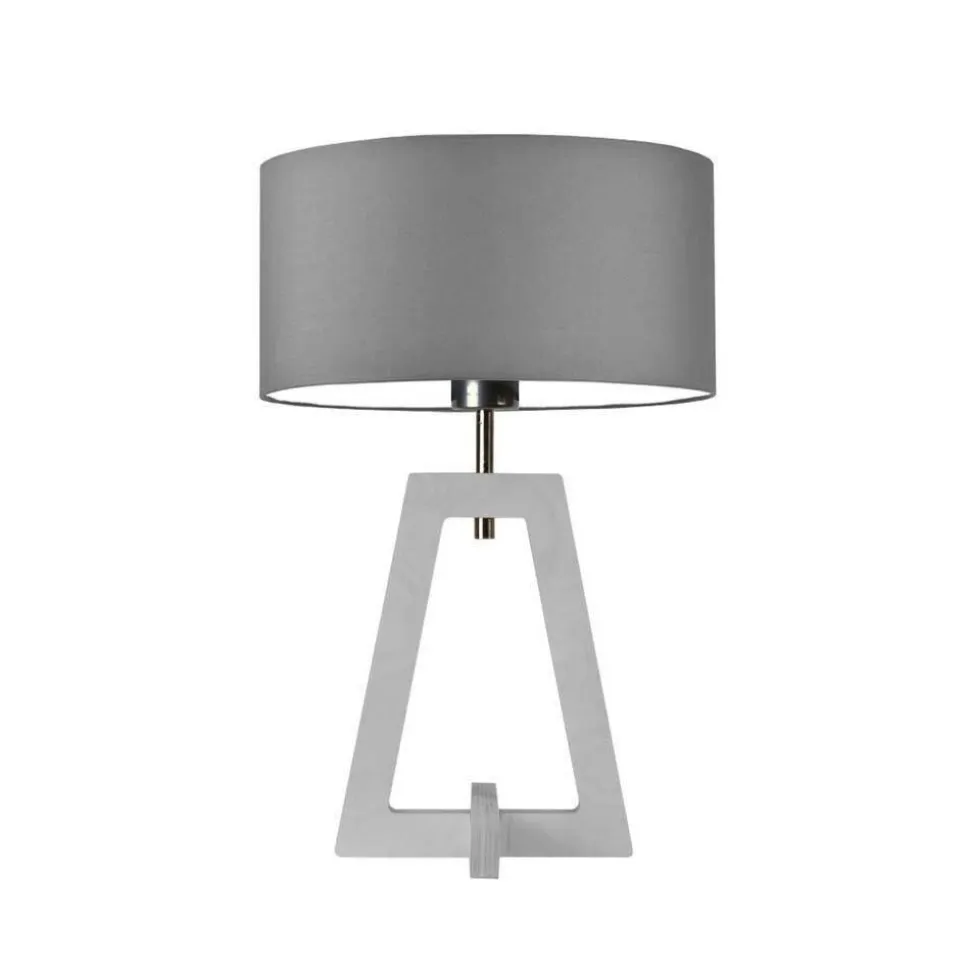 Lampka CLIO abażur szary stalowy stelaż biały