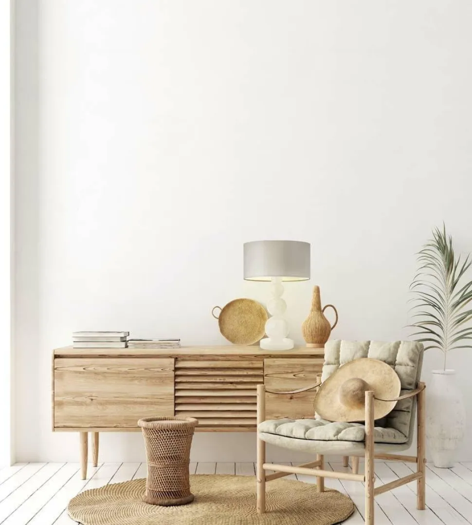 Lampka HONOLULU abażur beżowy stelaż srebrny