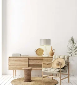 Lampka HONOLULU abażur czerwony stelaż czarny