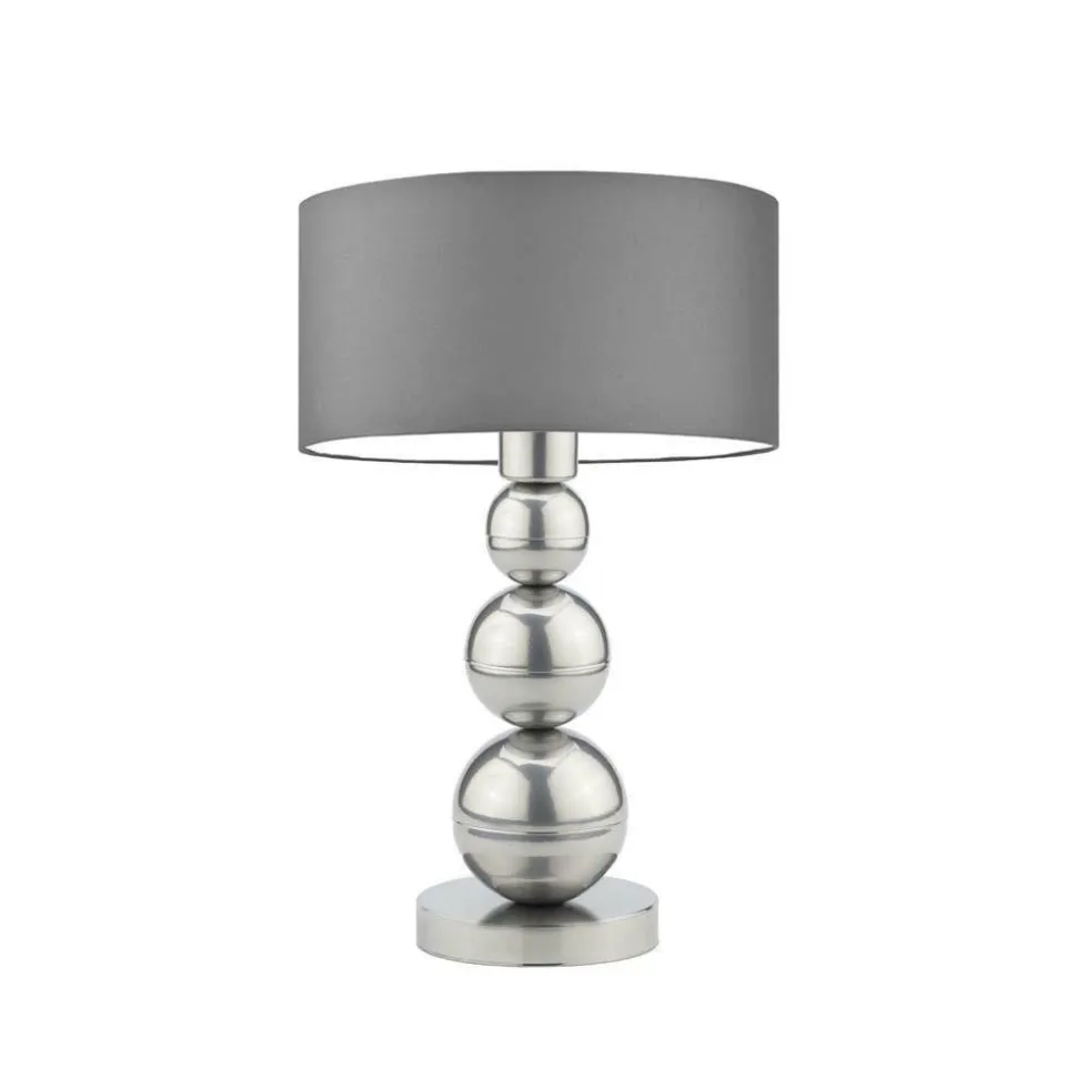 Lampka HONOLULU abażur szary stalowy stelaż srebrny