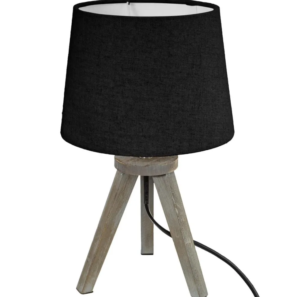 Lampka nocna Mini czarna/drewno