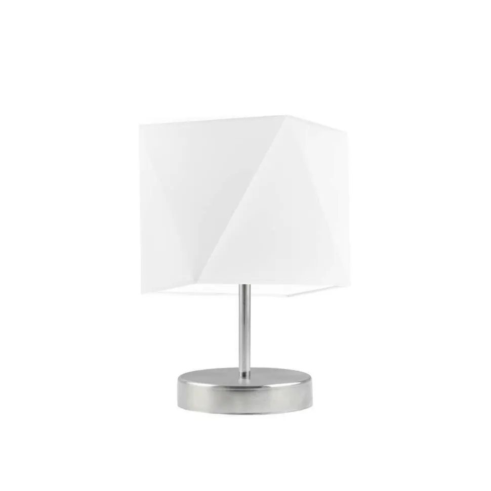Lampka PASADENA abażur biały stelaż biały stal szczotkowana