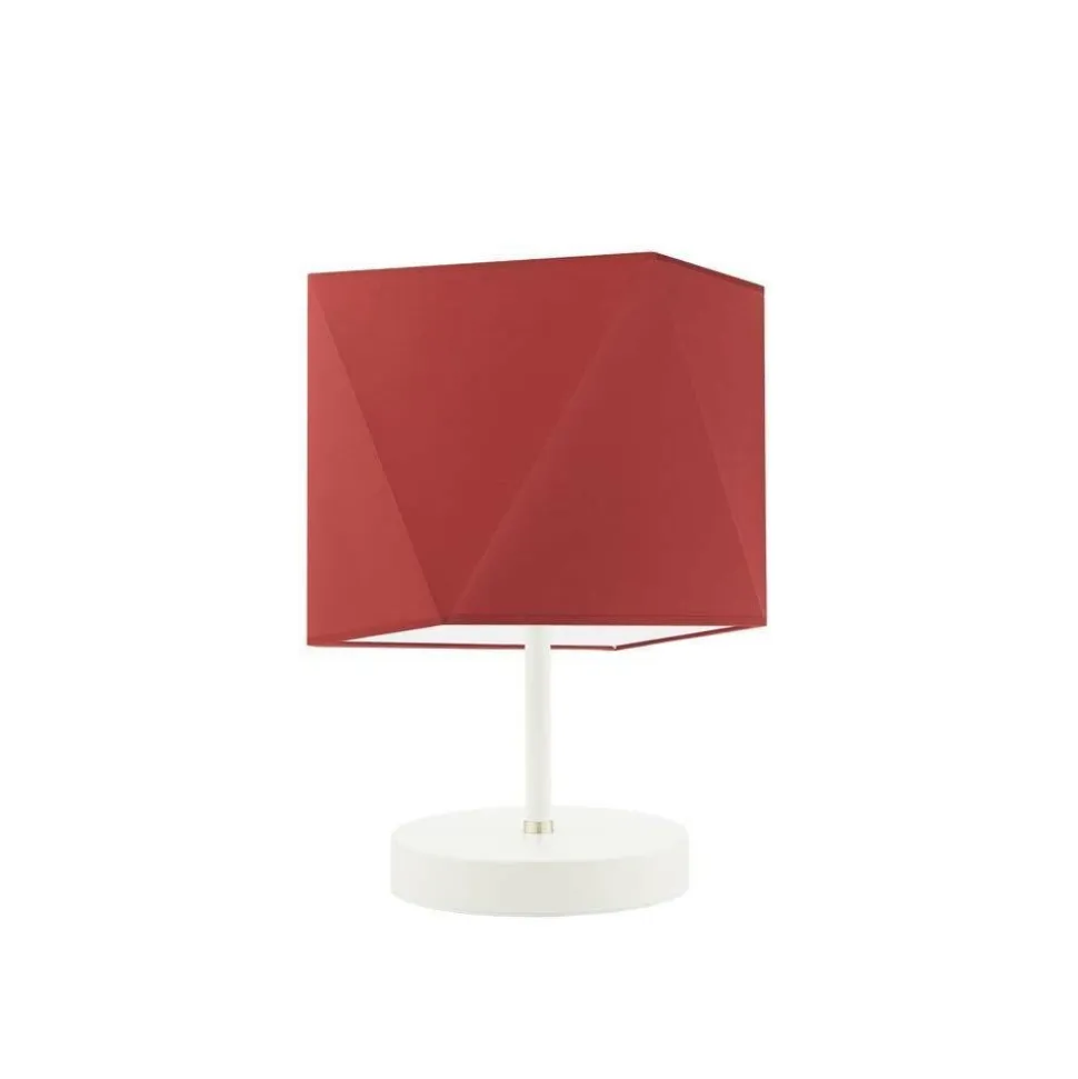 Lampka PASADENA abażur czerwony stelaż biały