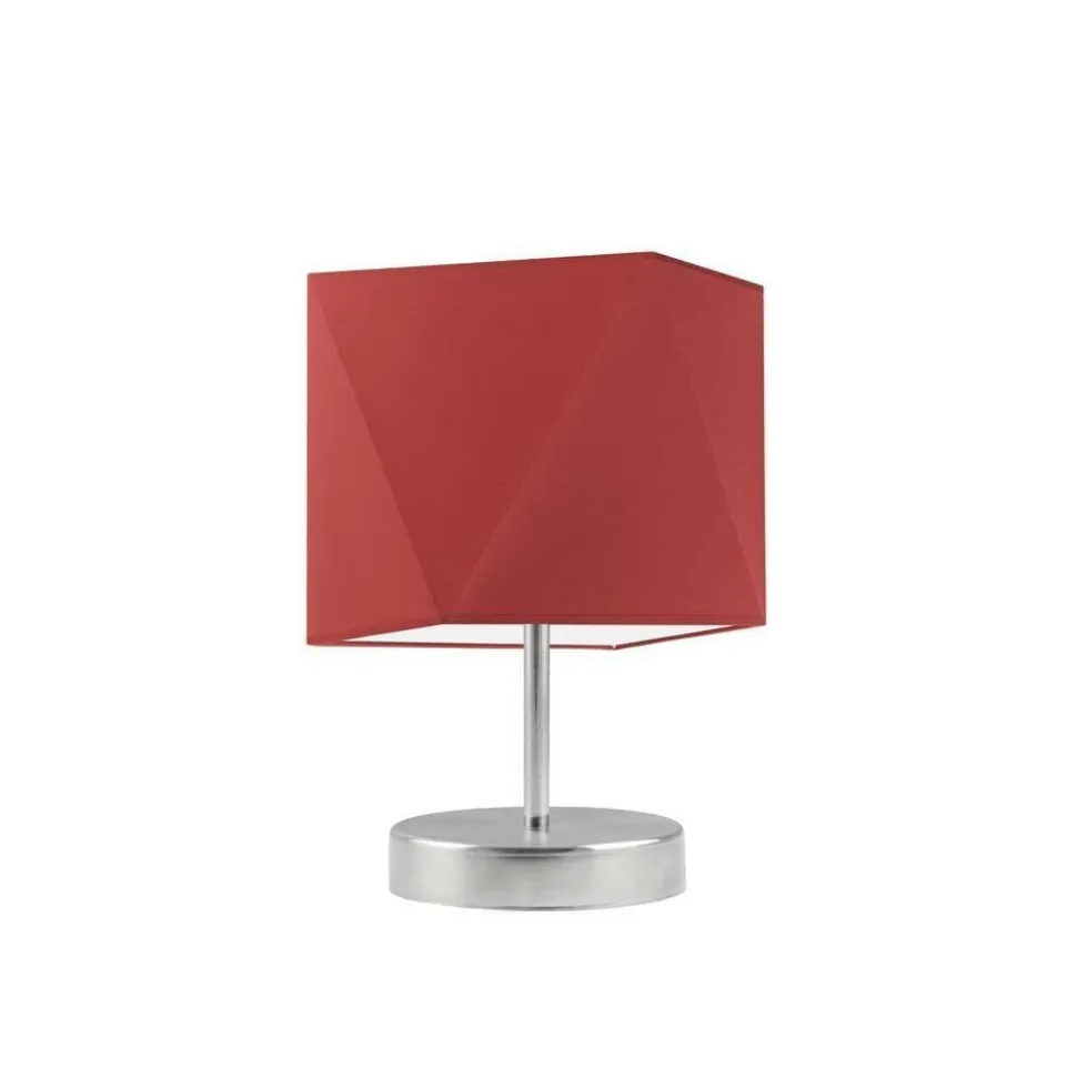 Lampka PASADENA abażur czerwony stelaż stal szczotkowana