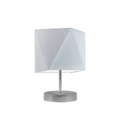 Lampka PASADENA abażur jasny szary stelaż srebrny