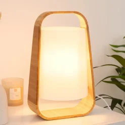 Lampka Rex biała/ bambus