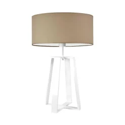 Lampka THOR abażur beżowy stelaż biały