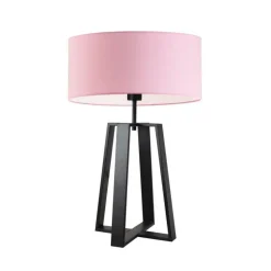 Lampka THOR abażur jasny różowy stelaż czarny