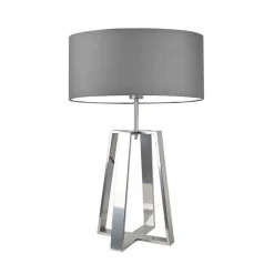 Lampka THOR abażur szary stalowy stelaż srebrny