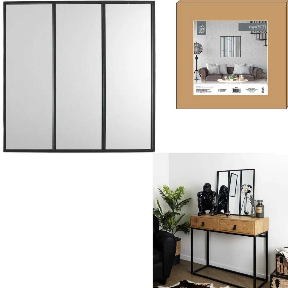 Lustro Atelier XL potrójne czarne