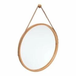 Lustro bambusowe okrągłe na pasku