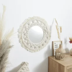 Lustro Macrama 55cm beżowe