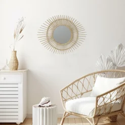 Lustro Milos rattanowe