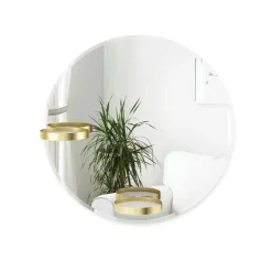 Lustro Perch z półkami złote