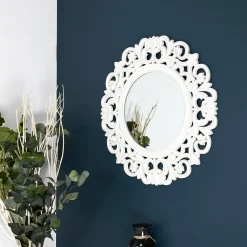 Lustro Sculpted białe ludwikowskie