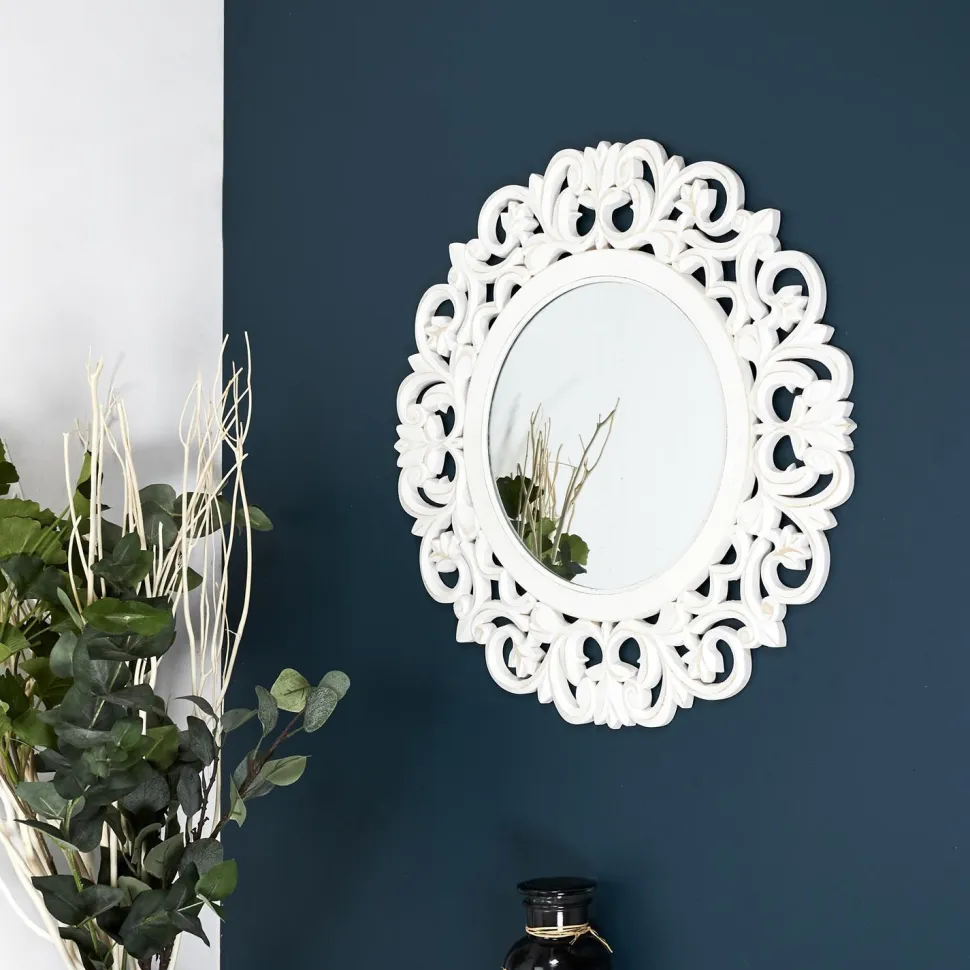 Lustro Sculpted białe ludwikowskie