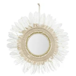 Lustro z piórami 50cm białe
