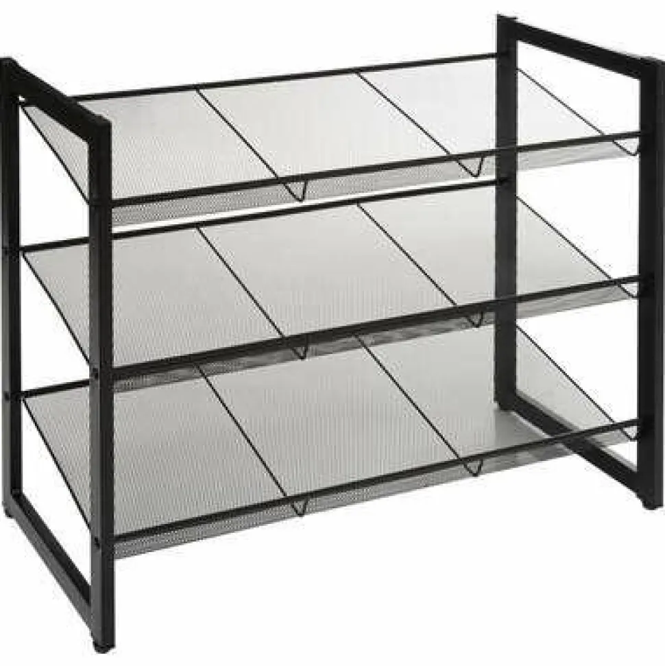 Metalowa półka na buty czarna na 9 par