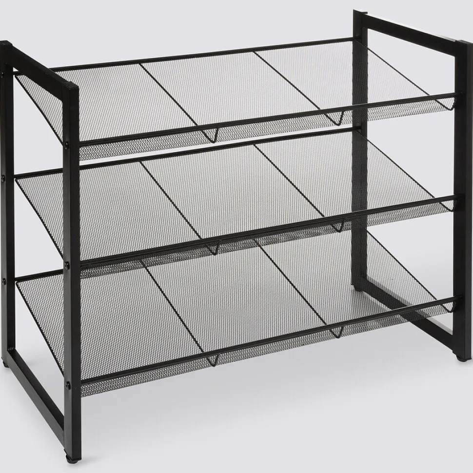 Metalowa półka na buty czarna na 9 par