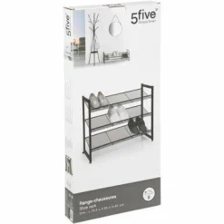 Metalowa półka na buty czarna na 9 par