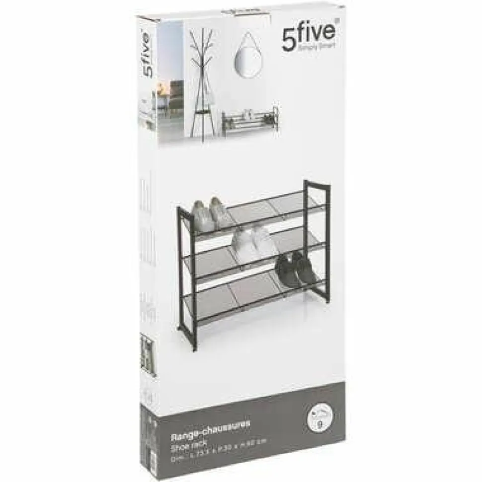 Metalowa półka na buty czarna na 9 par