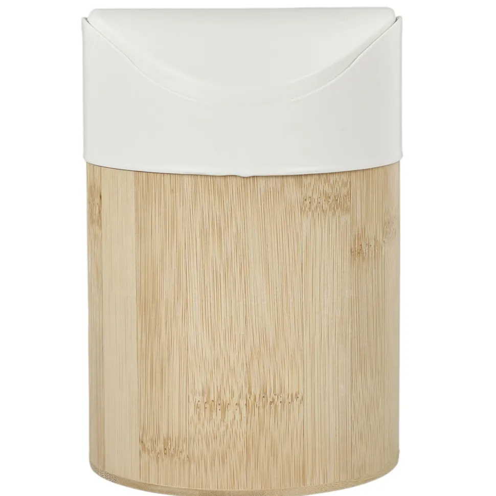 Mini kosz na śmieci bambus/ biały