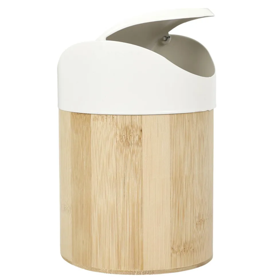 Mini kosz na śmieci bambus/ biały