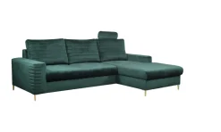 Narożnik Hald z funkcją spania prawy butelkowa zieleń Velluto 27