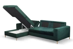 Narożnik Hald z funkcją spania lewy butelkowa zieleń Velluto 27