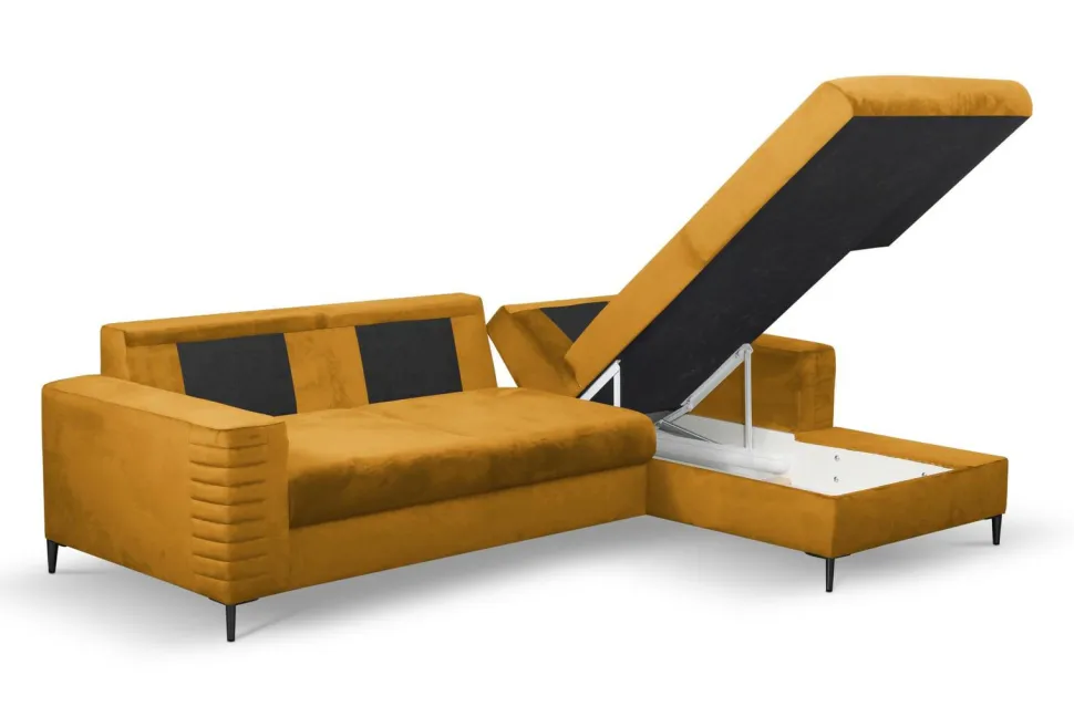 Narożnik Hald z funkcją spania prawy musztardowy Velluto 8