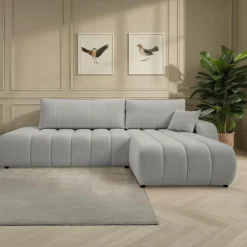 Narożnik Hobro z funkcją spania prawy     szary jasny Lambi 11