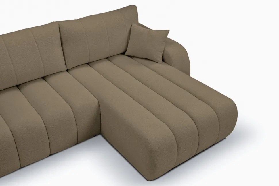 Narożnik Hobro z funkcją spania prawy szaro-brązowy Lambi 3