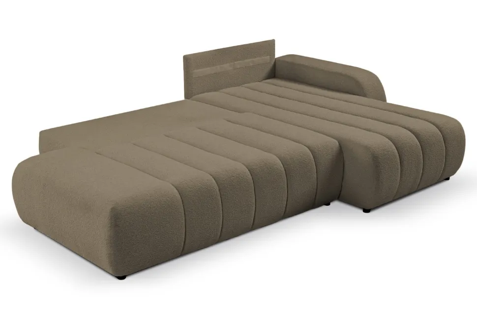 Narożnik Hobro z funkcją spania prawy szaro-brązowy Lambi 3