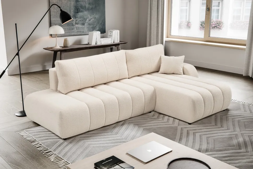 Narożnik Hobro z funkcją spania prawy szaro-brązowy Lambi 3