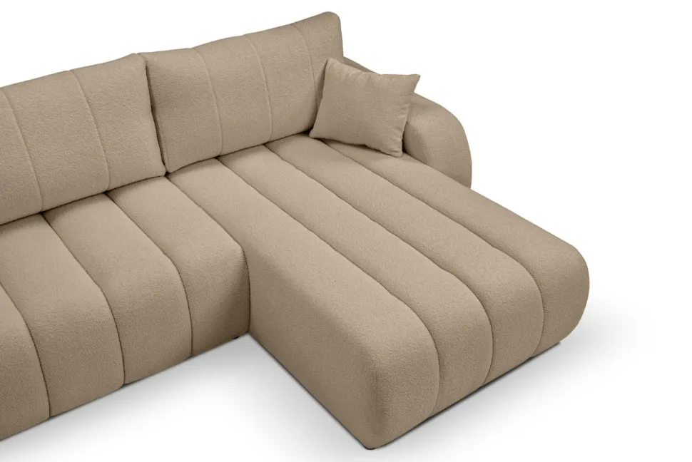 Narożnik Hobro z funkcją spania prawy beżowy Lambi 5