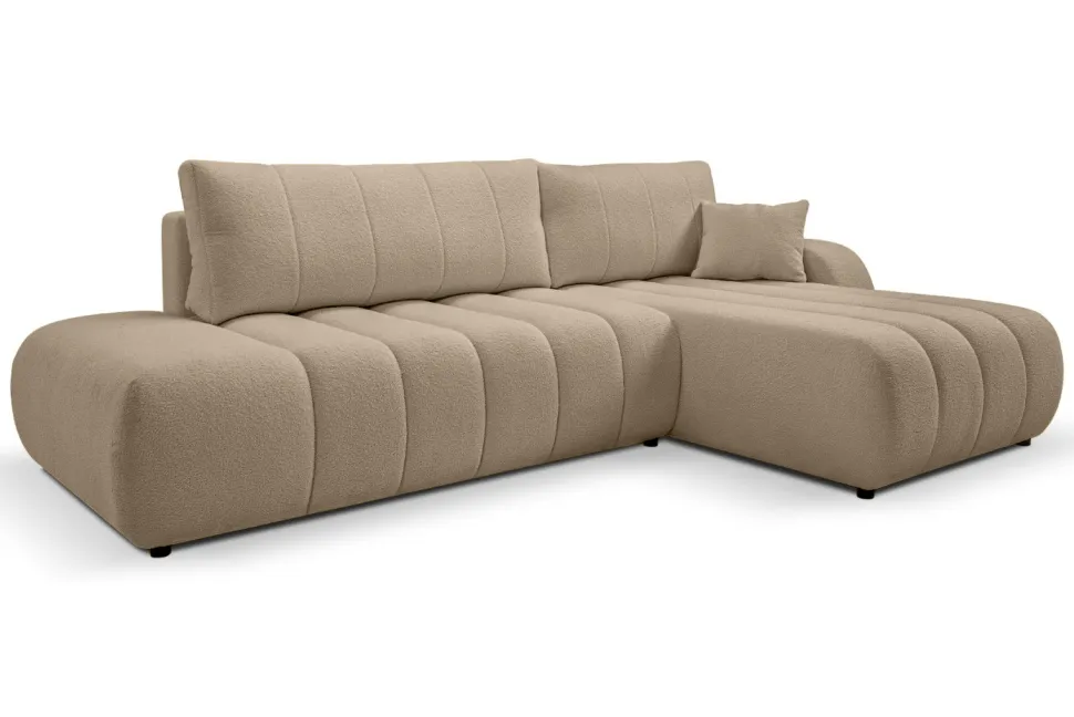 Narożnik Hobro z funkcją spania prawy beżowy Lambi 5