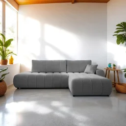 Narożnik Hobro z funkcją spania prawy     szary ciemny Lambi 12