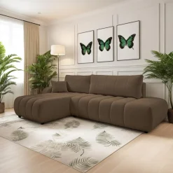 Narożnik Hobro z funkcją spania lewy      brązowy Lambi 4