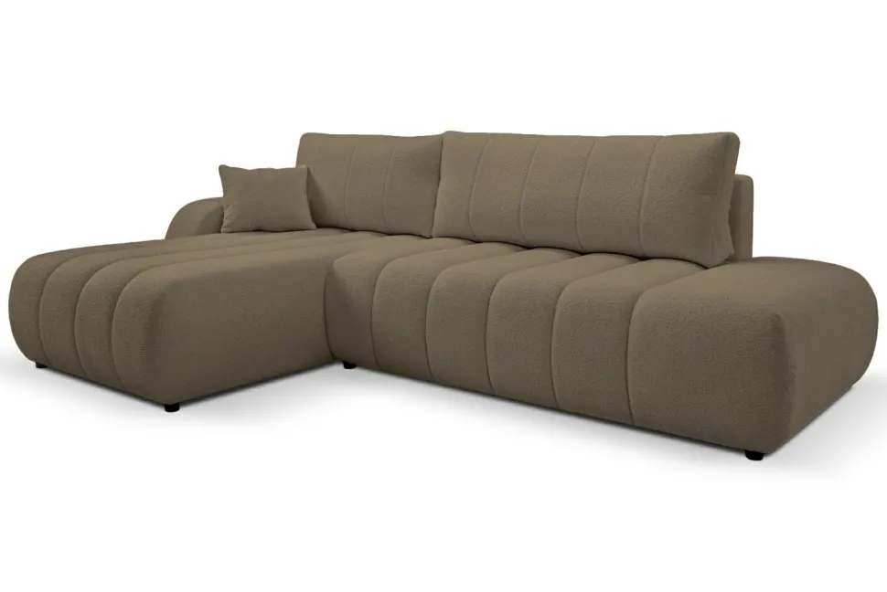 Narożnik Hobro z funkcją spania lewy szaro-brązowy Lambi 3