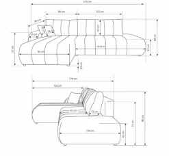 Narożnik Hobro z funkcją spania lewy      szary ciemny Lambi 12