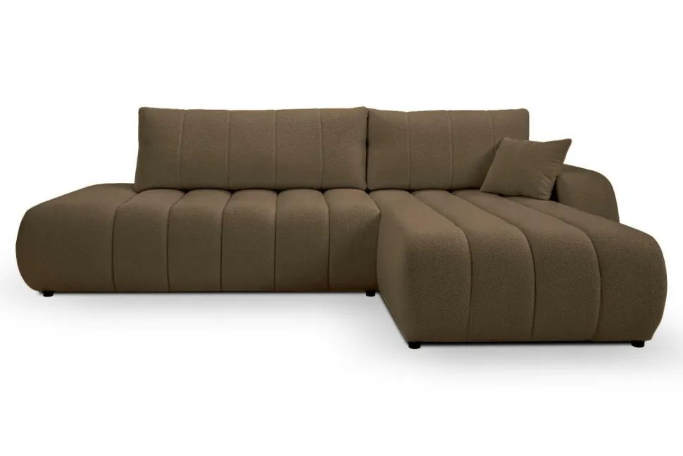 Narożnik Hobro z funkcją spania prawy brązowy Lambi 4