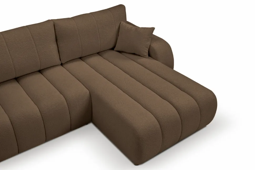 Narożnik Hobro z funkcją spania prawy brązowy Lambi 4