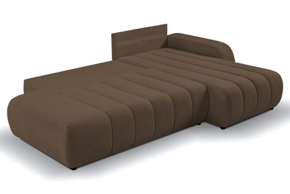 Narożnik Hobro z funkcją spania prawy brązowy Lambi 4